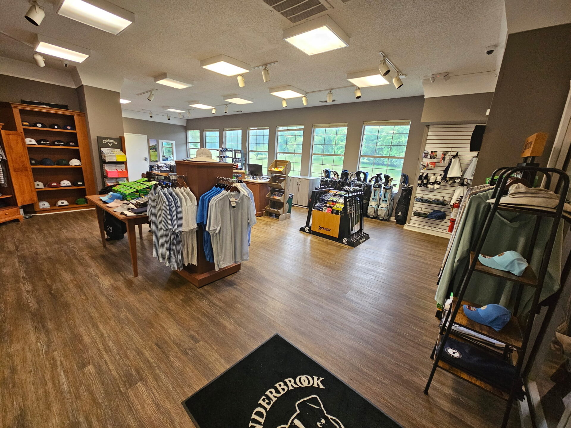 Golf shop shelves and Penderbrook Golf Club items