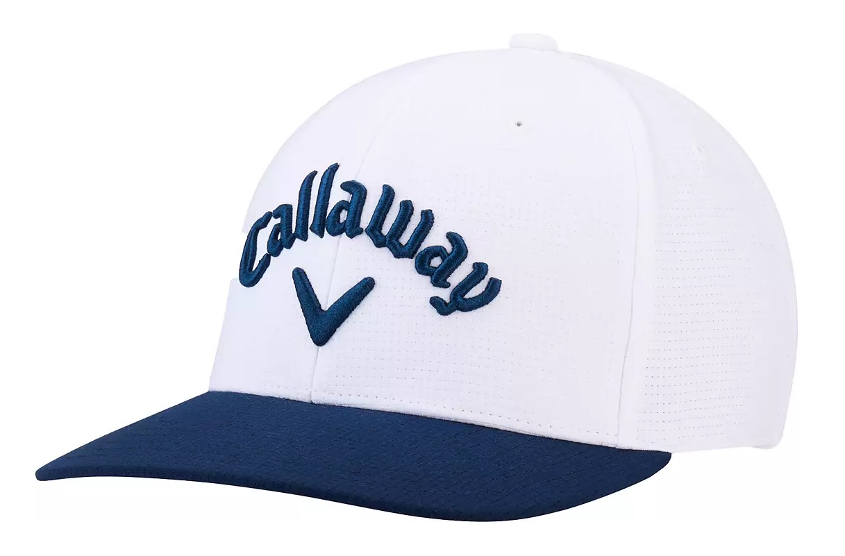 Callaway white and navy golf cap at Penderbrook Golf Shop